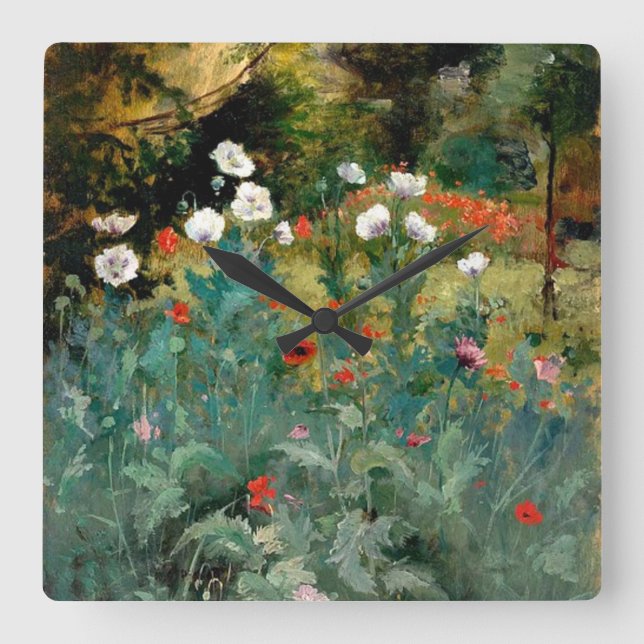 Reloj Cuadrado Bonitos Poppies (Anverso)