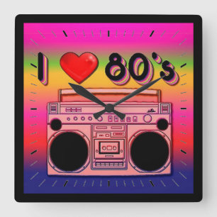 Reloj Cuadrado Boombox 80 Retro 80's Wall Clock 2