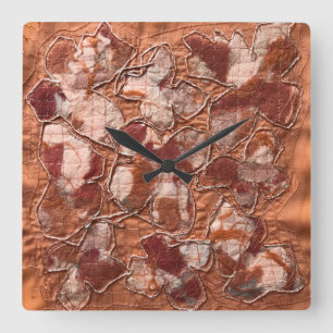 Reloj Cuadrado Borde de mariposas naranjas quemadas en boho moder