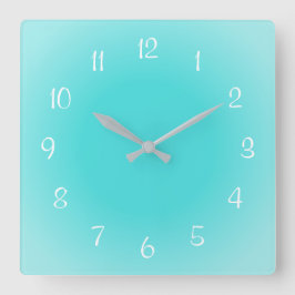 Reloj Cuadrado Bordes brumosos diseño helado azul acuático colore