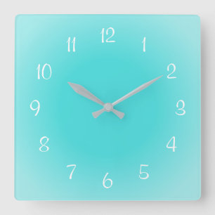 Reloj Cuadrado Bordes brumosos diseño helado azul acuático colore