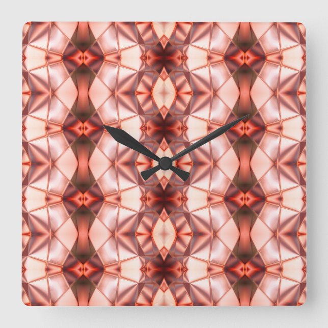 Reloj Cuadrado Borgoña de seda a la relación salmón de formas vir (Anverso)