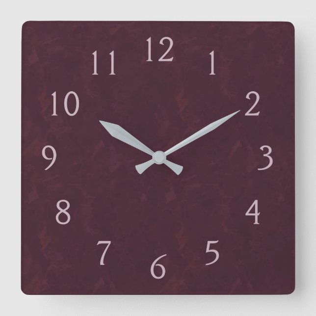 Reloj Cuadrado Borgoña y rosa (Anverso)