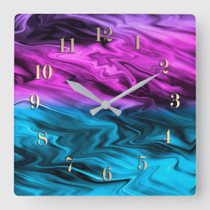 Reloj Cuadrado Borroso fondo de moda Crimson y azul