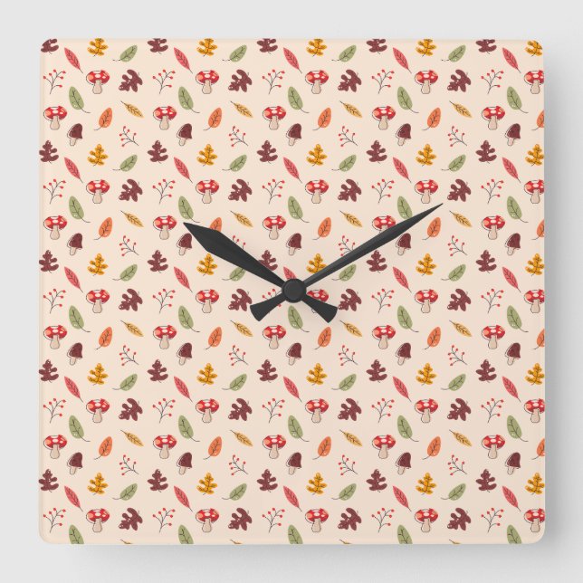 Reloj Cuadrado Bosque de Otoño Encantado (Anverso)