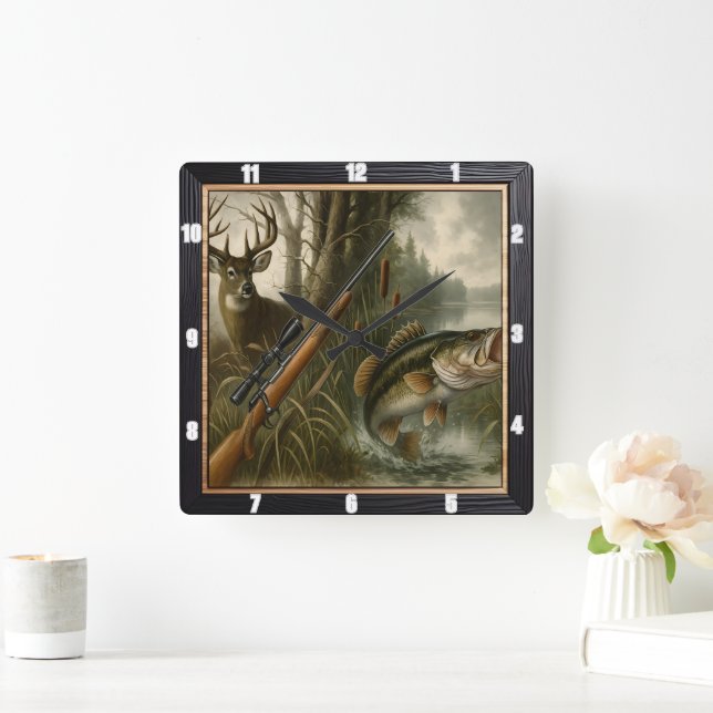 Reloj Cuadrado Bosque de vida silvestre Deer Hunter (Hogar)