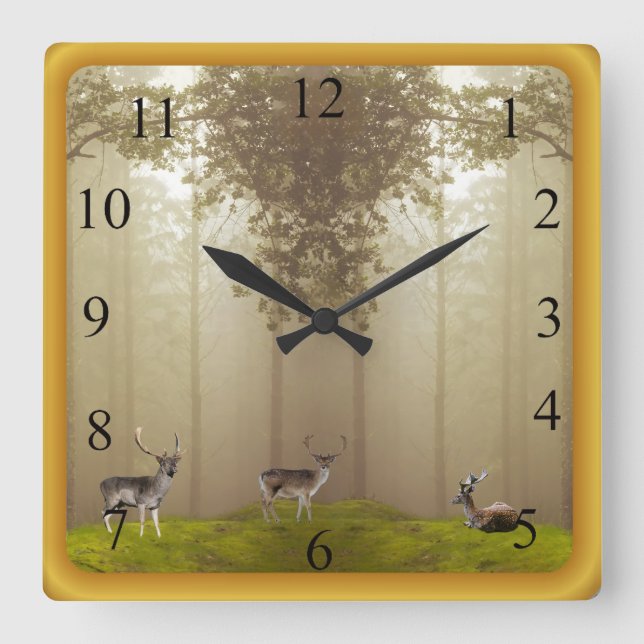 Reloj Cuadrado Bosque místico (Anverso)