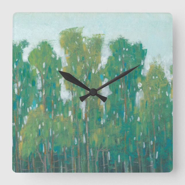 Reloj Cuadrado Bosque verde II (Anverso)