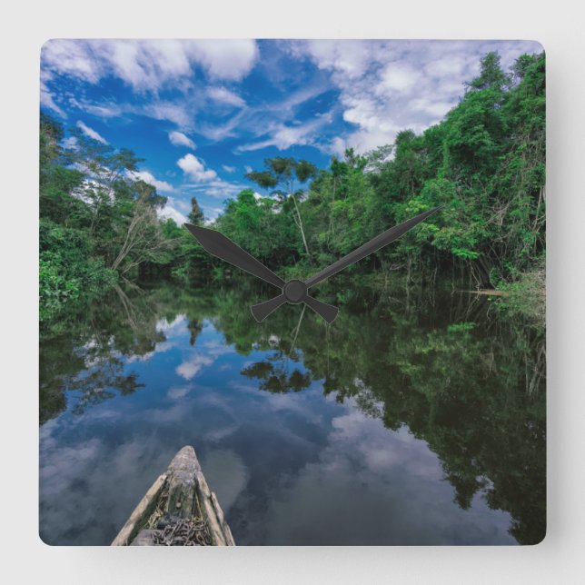 Reloj Cuadrado Bosques | Selva de selva peruana (Anverso)