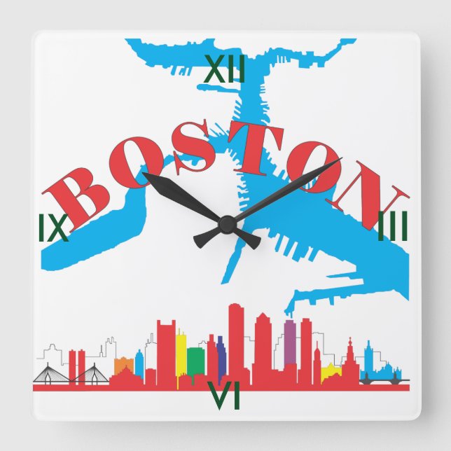 Reloj Cuadrado Boston (Anverso)
