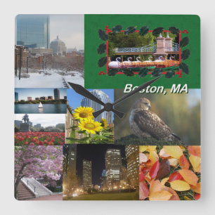 Reloj Cuadrado Boston, Collage de fotos de Massachusetts
