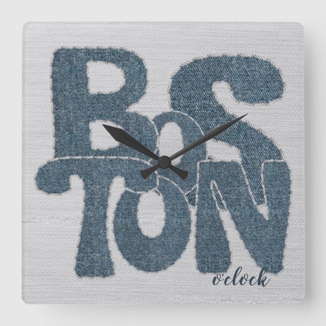 Reloj Cuadrado Boston Denim Letter (Anverso)