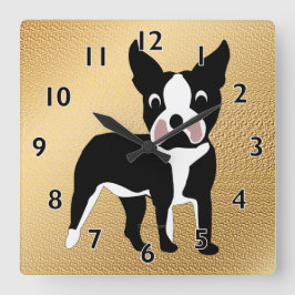 Reloj Cuadrado Boston Terrier Cartoon