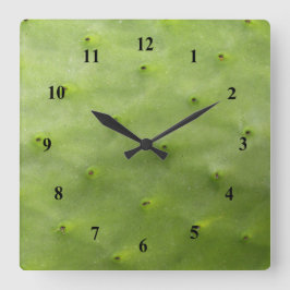 Reloj Cuadrado Botanical Tropical Green Cactus Photo