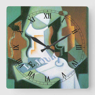 Reloj Cuadrado Botella y Frutero de Juan Gris, Cubismo Vintage