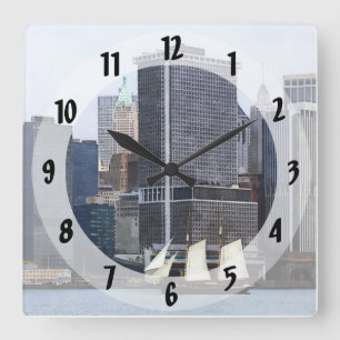 Reloj Cuadrado Botes - Schooner Against the Manhattan Skyline