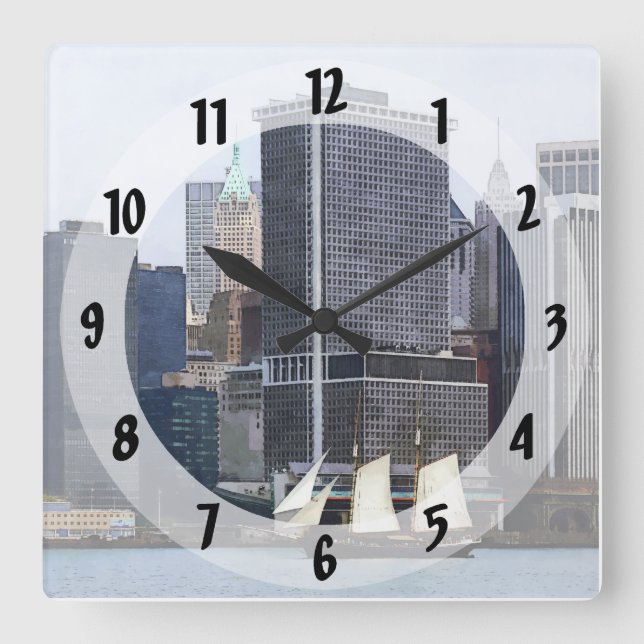 Reloj Cuadrado Botes - Schooner Against the Manhattan Skyline (Anverso)