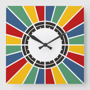 Reloj Cuadrado BOTÓN DE RAYOS I + su foto, texto, monograma
