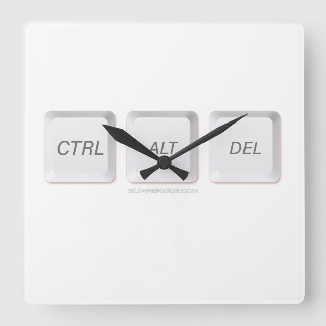 Reloj Cuadrado Botones CTRL ALT DEL de SlipperyJoe tres teclas bl (Anverso)