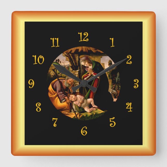 Reloj Cuadrado Botticelli ~ La Adoración del Niño Jesús ~ (Anverso)
