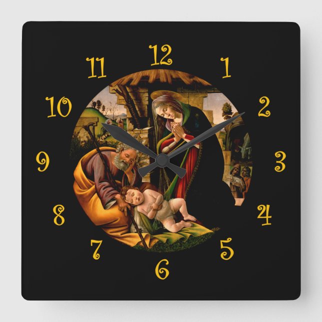 Reloj Cuadrado Botticelli ~ La Adoración del Niño Jesús ~ (Anverso)