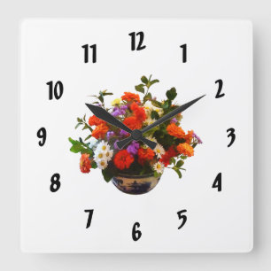 Reloj Cuadrado Bouquet con Mamáes y Daisies
