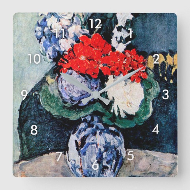 Reloj Cuadrado Bouquet con Pequeño Delft, Paul Cezanne (Anverso)