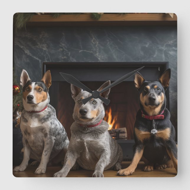 Reloj Cuadrado Bovino australiano junto a los Navidades de la chi (Anverso)