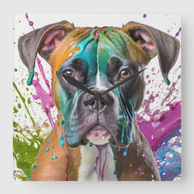 Reloj Cuadrado Boxer Dog (Anverso)