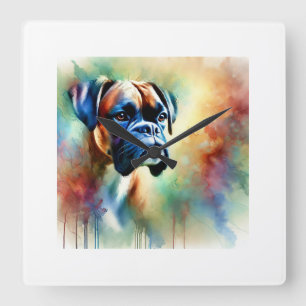 Reloj Cuadrado Boxer Dog in Watercolor 241024AREF117 - Watercolor