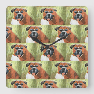 Reloj Cuadrado Boxer Dog Wall Clock, 27.3 cm Square Acrylic