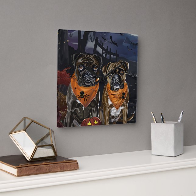 Reloj Cuadrado Boxer Halloween Spooky (Oficina)