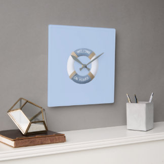 Reloj Cuadrado Boyas Costeras Azules