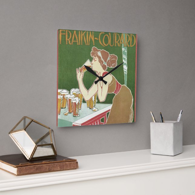Reloj Cuadrado Brasserie de estilo Art Nouveau de época Fraikin-C (Oficina)