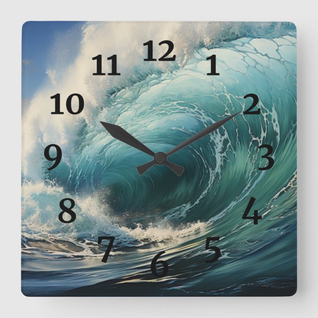 Reloj Cuadrado Breaking Surf Painting (Anverso)