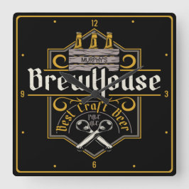 Reloj Cuadrado BrewHouse personalizado Mejor Bar de cerveza de ar