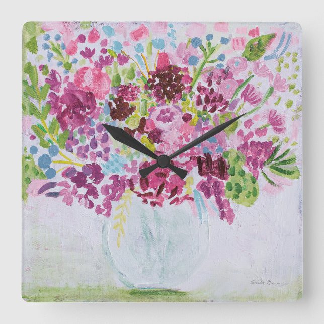 Reloj Cuadrado Bright Flower Bouquet (Anverso)