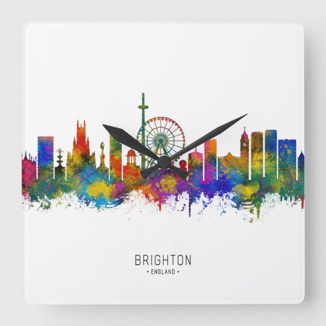 Reloj Cuadrado Brighton England Skyline (Anverso)