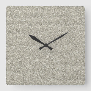 Reloj Cuadrado Brillante Glitzy Plata Purpurina
