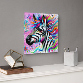 Reloj Cuadrado Brillante margarita verde Verde azulada de cebra f