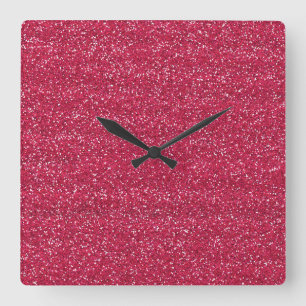 Reloj Cuadrado Brillante rosa y plata con purpurina