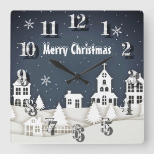 Reloj Cuadrado Brillantes Nieve mágica Moda Azul 