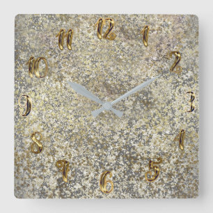Reloj Cuadrado Brillo Dorado Crujiente Moderno Glamour Chispeante