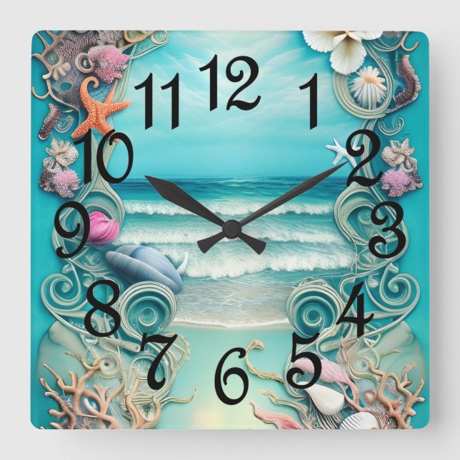 Reloj Cuadrado Brisa Oceánica  (Anverso)