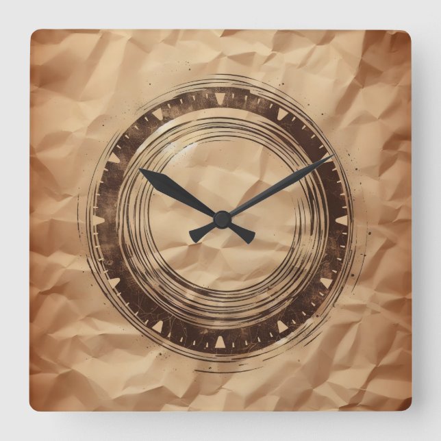 Reloj Cuadrado brown paper circle spot (Anverso)