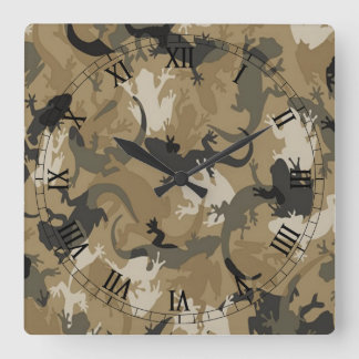Reloj Cuadrado Brown Reptile Camouflage Roman Numerals Clock