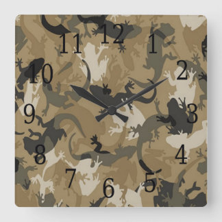 Reloj Cuadrado Brown Reptile Camouflage Square Clock