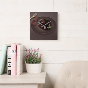 Reloj Cuadrado Brownie de chocolate