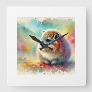 Reloj Cuadrado Bruce hyrax painting 051024AREF117 - Watercolor