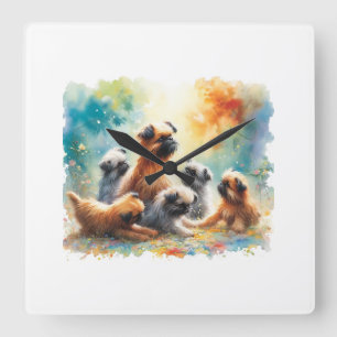 Reloj Cuadrado Brussels Griffon 030624AREF110 - Watercolor